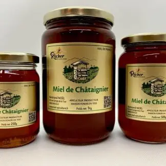 3 pots de miel de châtaignier