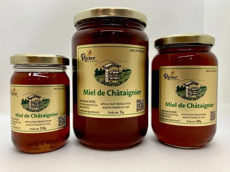 3 pots de miel de châtaignier